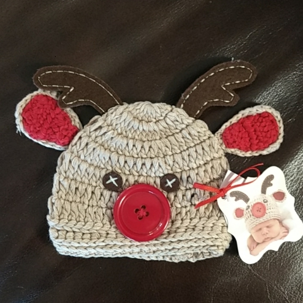 Mud Pie newborn hat little reindeer, new with tags